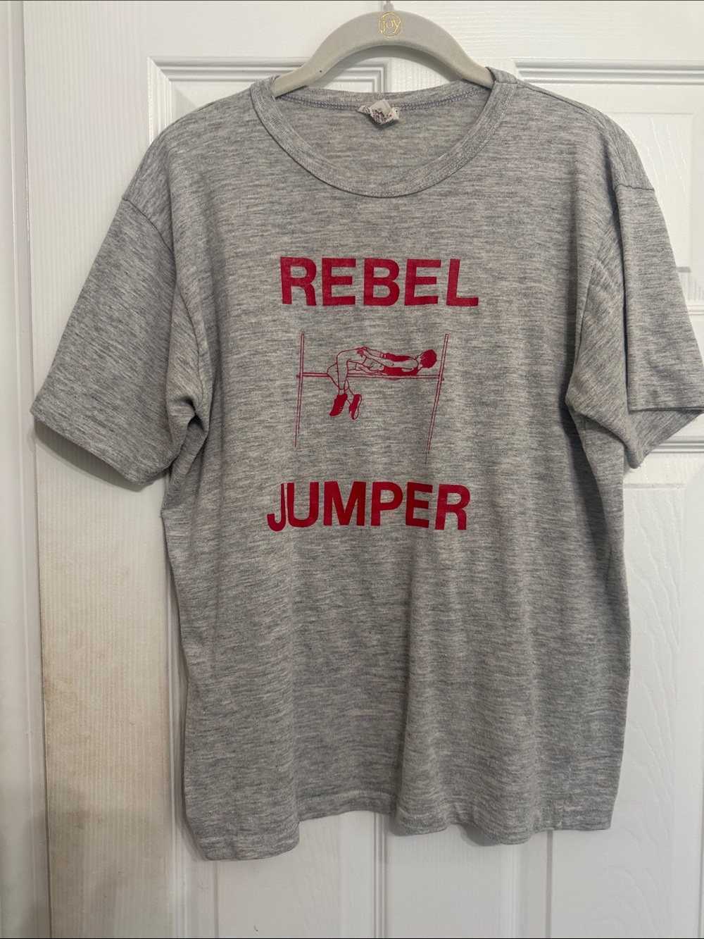 Vintage Rebel Jumper Grey Graphic T-Shirt - Red Print Large